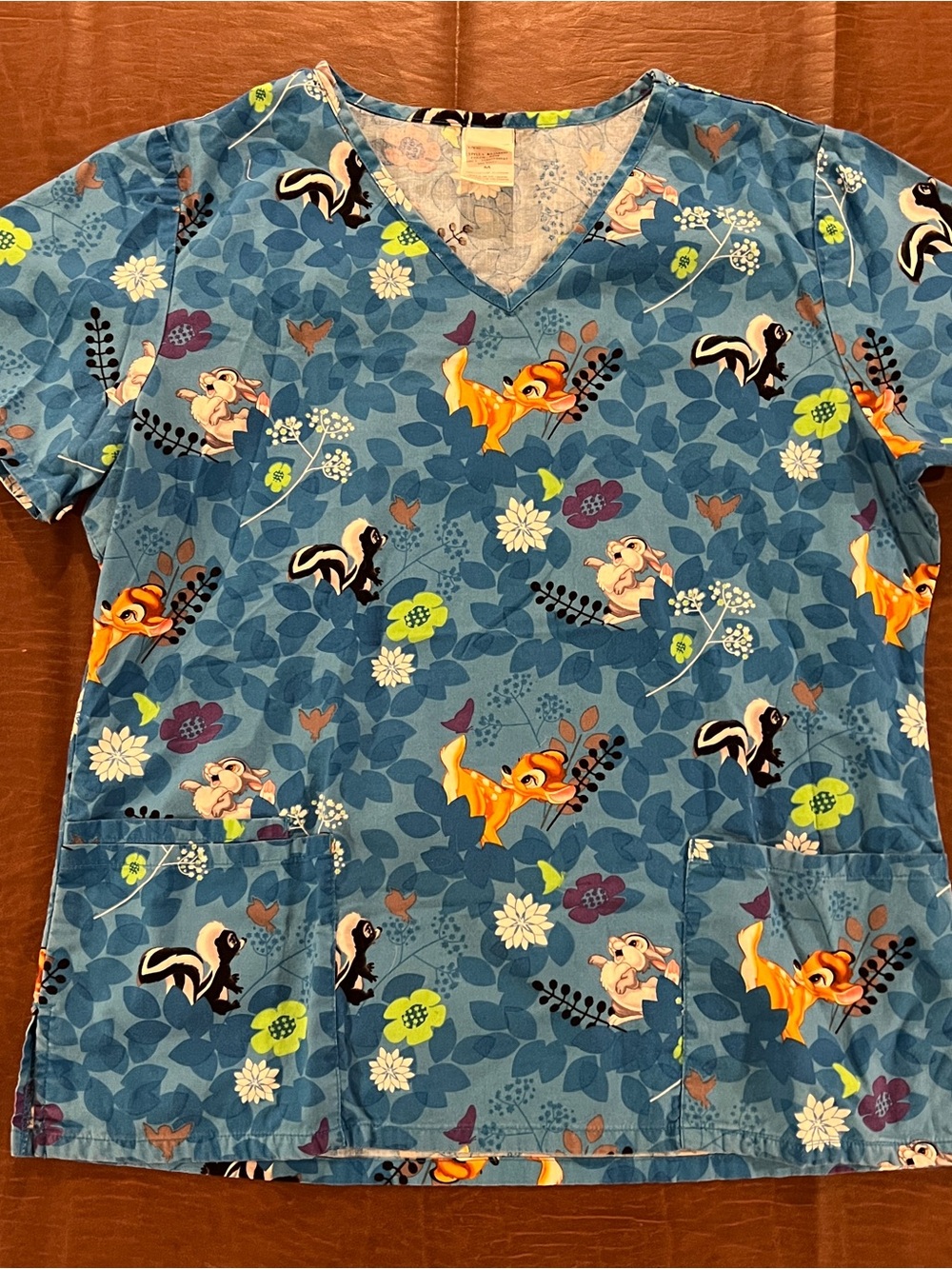 Disney Bambi Women’s 3-Pocket Scrub Top - Size Medium